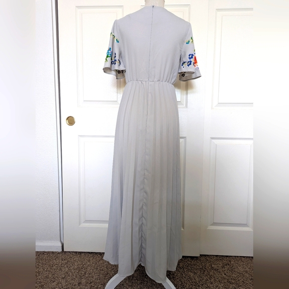 Asos Embroidered Pleated Maxi Dress - Picture 3 of 9